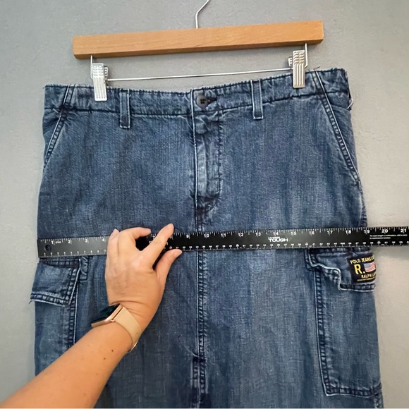 Ralph Lauren Polo Jeans Denim Cargo Maxi Skirt Size 12 - Picture 7 of 10